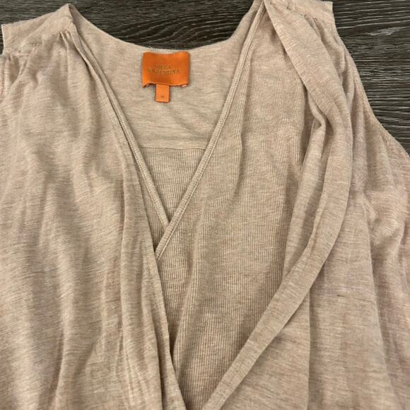 Anthropologie Olga Kapustina Draped Surplice Sleeveless Top Tan Sz M Chic Blouse - Picture 8 of 14